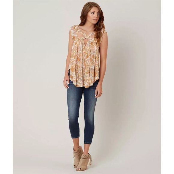 Free People Sugar Cane Yellow Blouse Cross Straps M - Picture 6 of 6